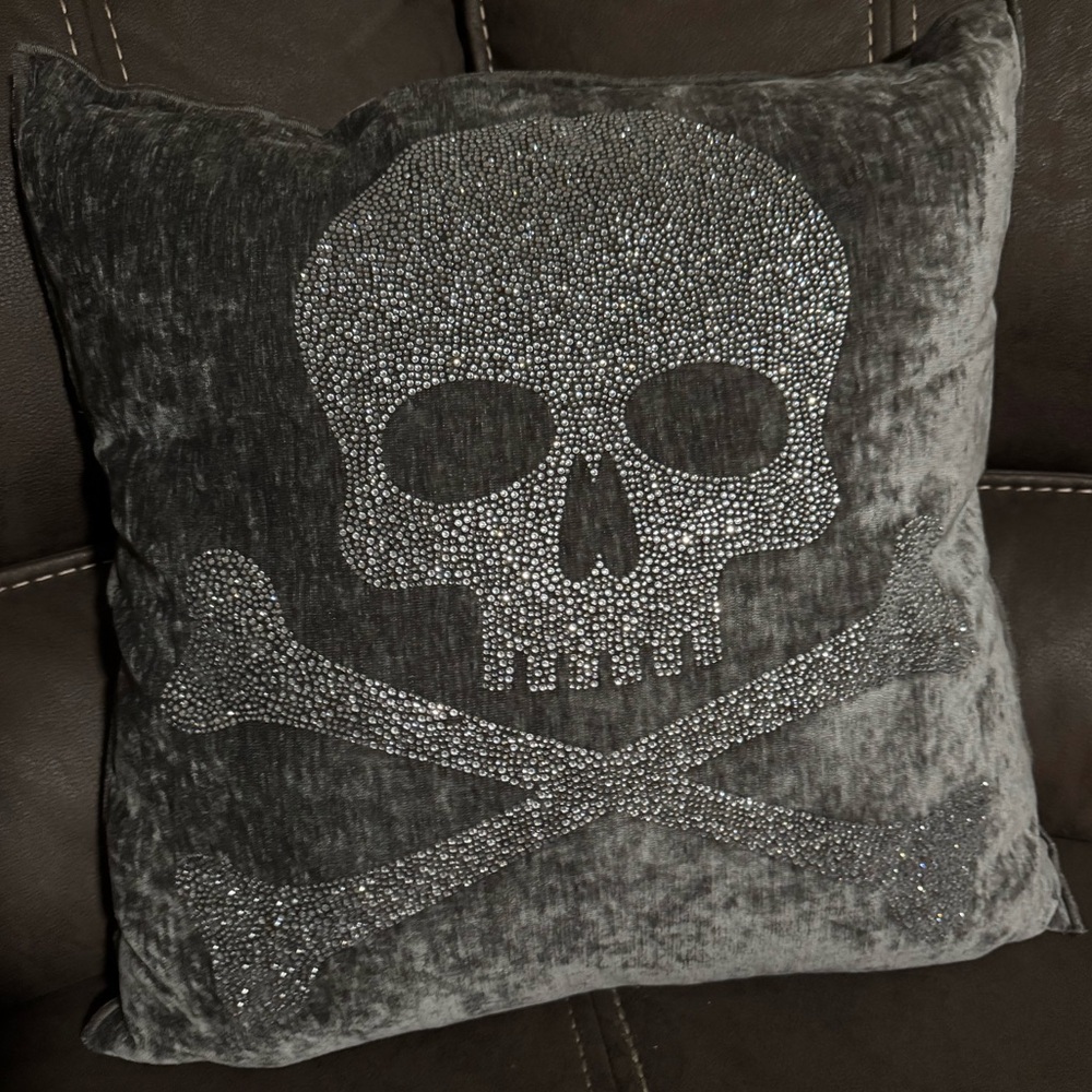 Magaschoni Rhinestone Skull Decorative Pillow - Picture 3 of 5